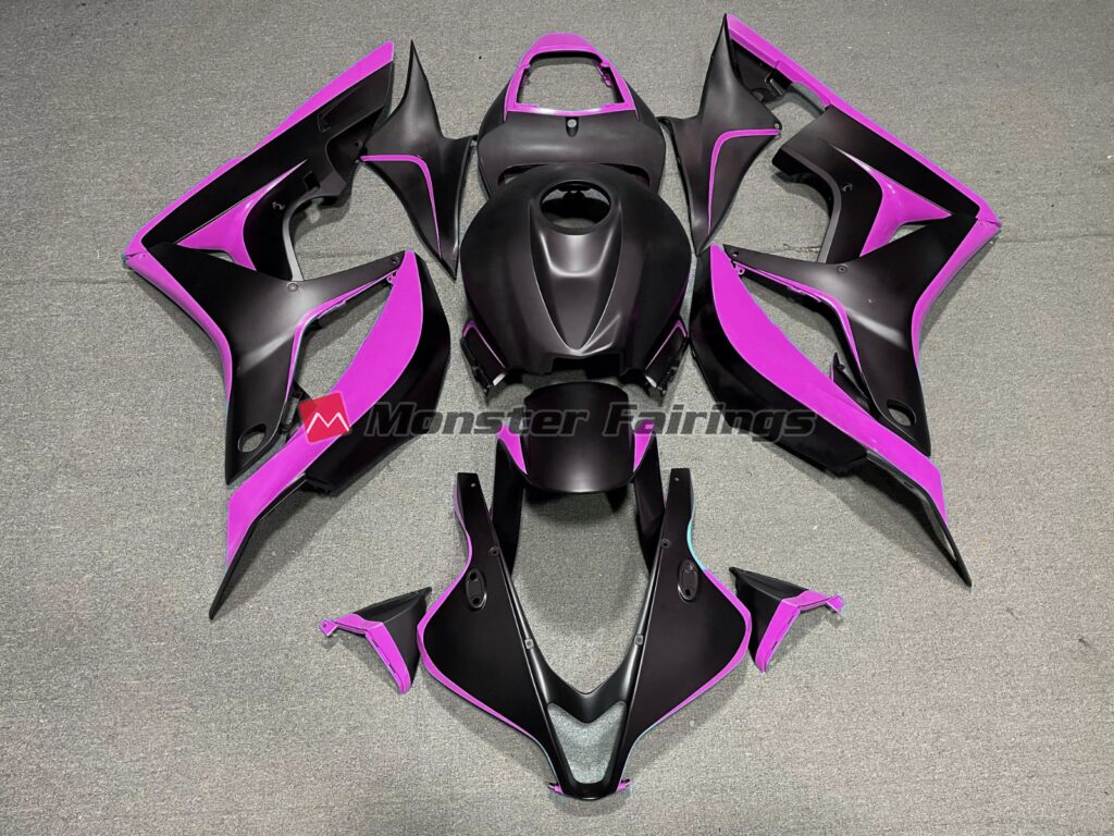 Honda CBR600RR 2007 - 2008 Matte Black Pink ABS fairings - custom motorcycle bodywork kit by Monster Fairings