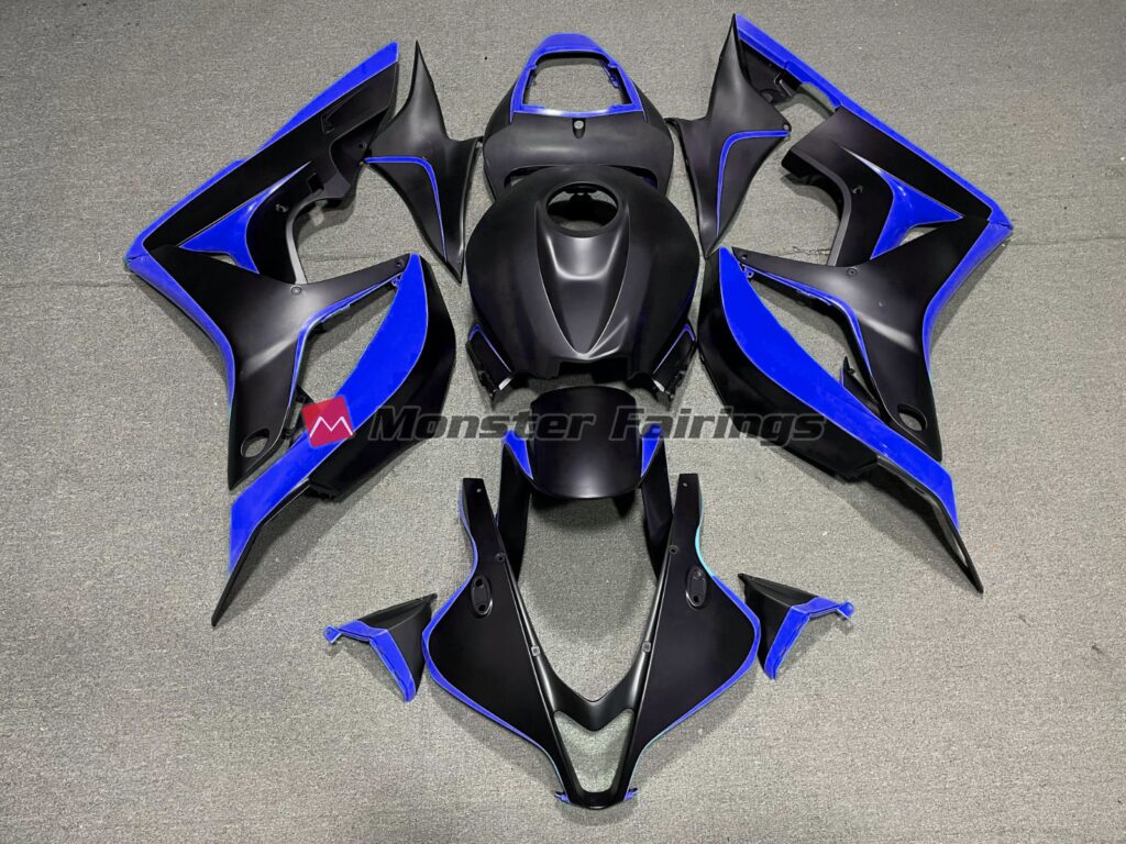 Honda CBR600RR 2007 - 2008 Matte Black Blue ABS fairings - custom motorcycle bodywork kit by Monster Fairings