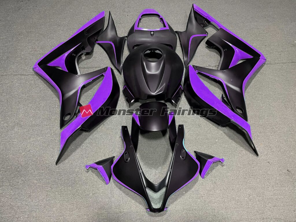 Honda CBR600RR 2007 - 2008 Matte Black & Purple ABS fairings - custom motorcycle bodywork kit by Monster Fairings