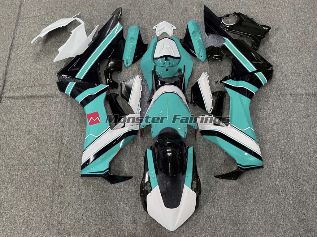 Honda CBR1000RR 2017 - 2025 Gloss Cyan White Black ABS fairings - custom motorcycle bodywork kit by Monster Fairings