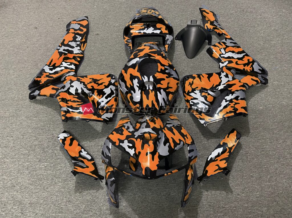 Honda CBR600RR 2005 - 2006 Gloss Orange Camo ABS fairings - custom motorcycle bodywork kit by Monster Fairings