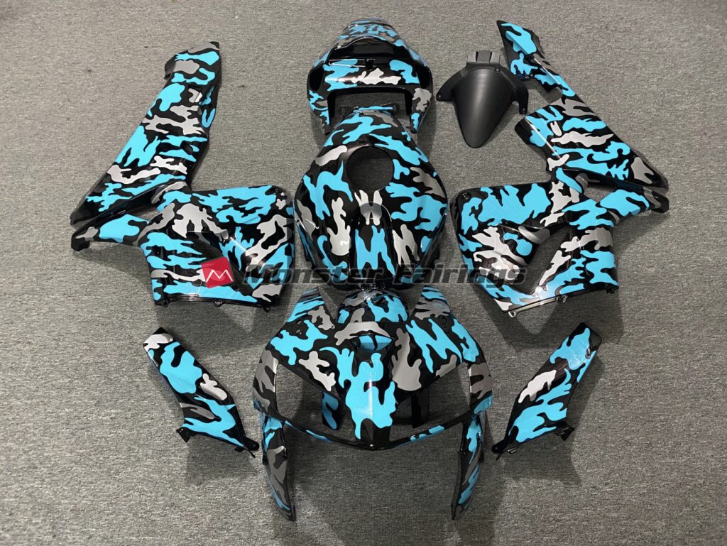 Honda CBR600RR 2005 - 2006 Gloss Cyan Camo ABS fairings - custom motorcycle bodywork kit by Monster Fairings