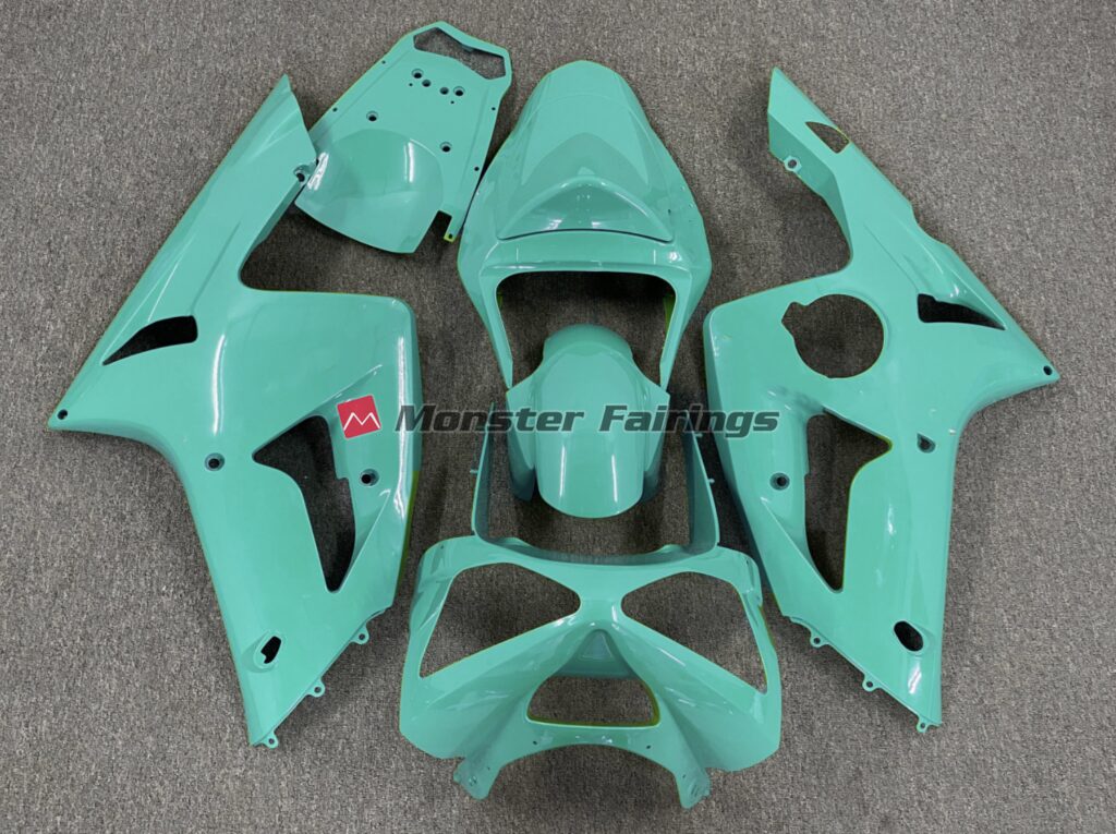 Kawasaki ZX6R 2003 - 2004 Gloss Cyan Plain ABS fairings - custom motorcycle bodywork kit by Monster Fairings