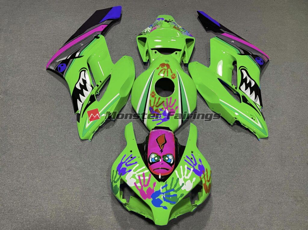 Honda CBR1000RR 2004 - 2005 Green Purple Shark ABS fairings - custom motorcycle bodywork kit by Monster Fairings