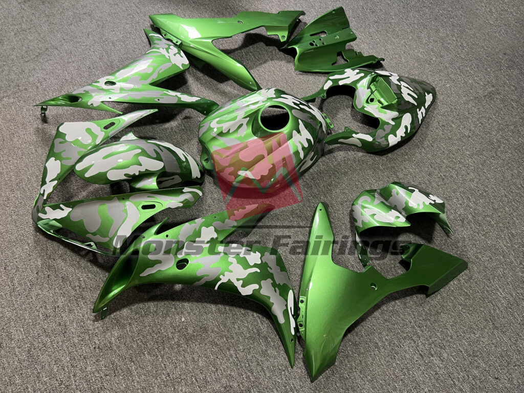 Gloss Green & Gray White Camo ABS fairings for Yamaha R1 2004 - 2006 - premium OEM fit kit by Monster Fairings