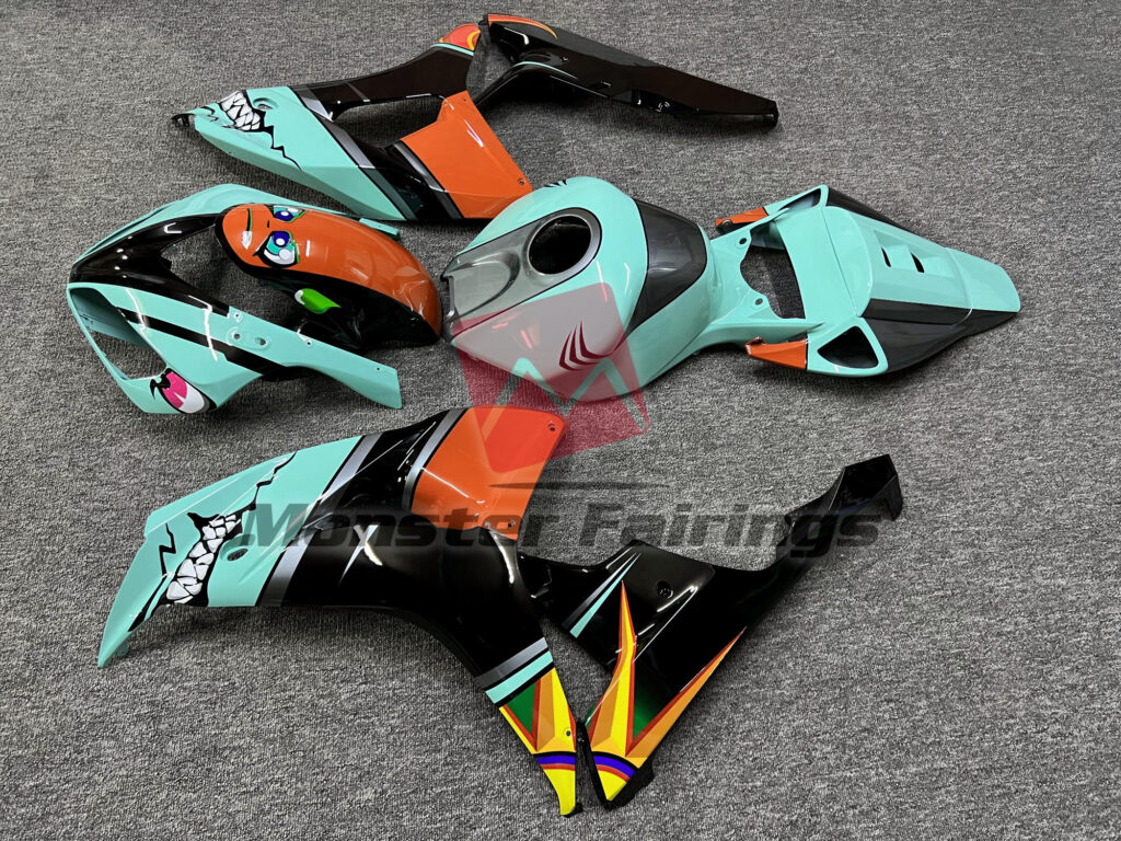2006 - 2007 Honda CBR1000RR Gloss Cyan Shark fairing set - ABS injection, custom painted by Monster Fairings