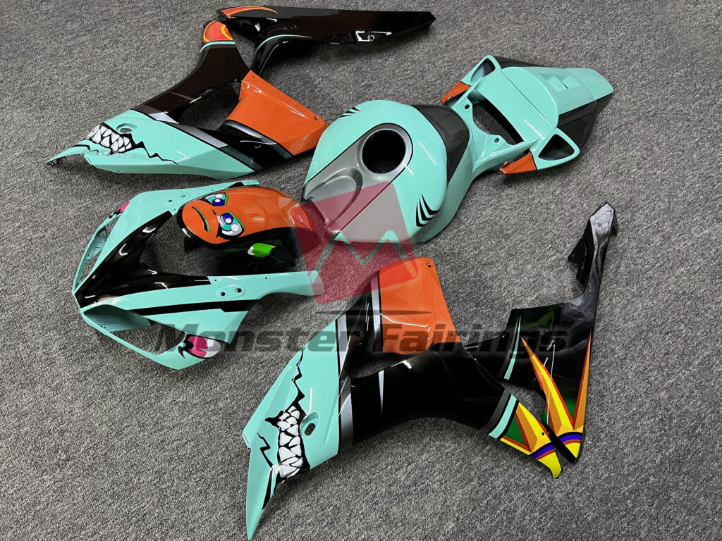 Honda CBR1000RR custom ABS fairings 2006 - 2007 in Gloss Cyan Shark - durable replacement kit, Monster Fairings