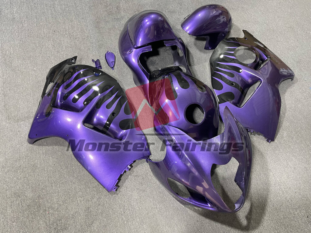Gloss Purple Flame Black ABS fairings for Suzuki GSXR 1300 1997 - 2007 - premium OEM fit kit by Monster Fairings