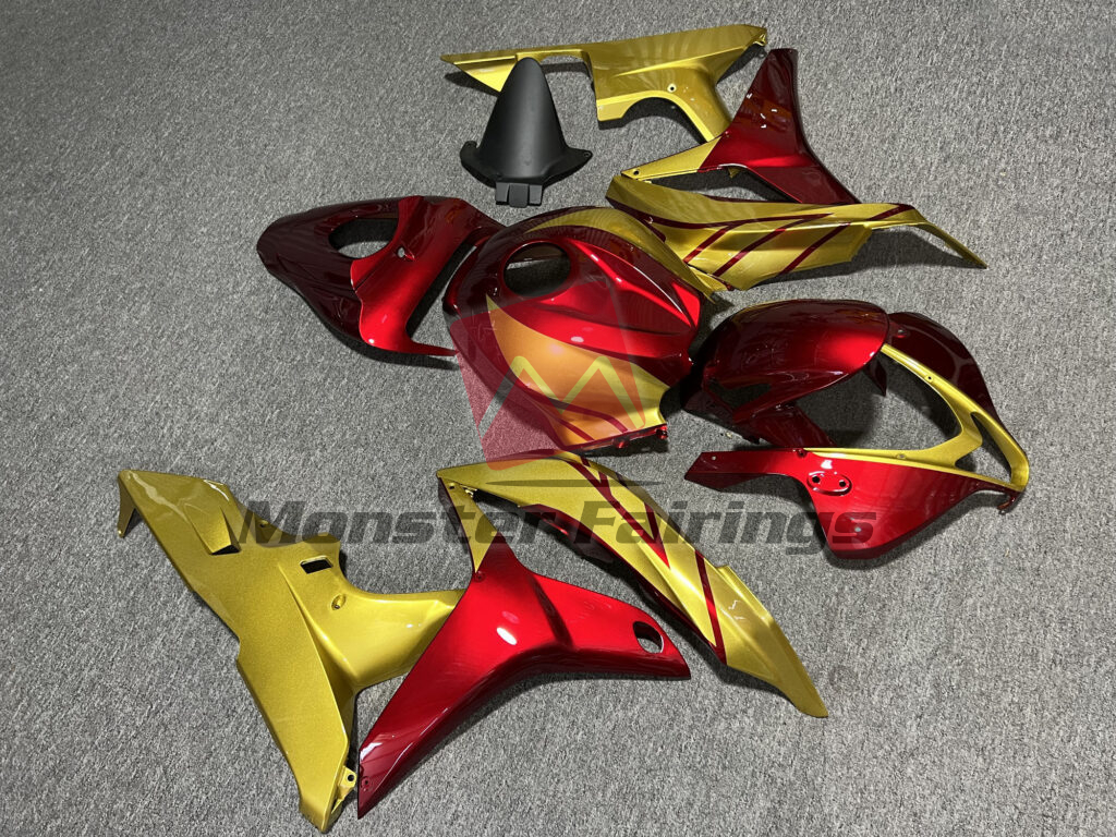 Honda CBR600RR custom ABS fairings 2007 - 2008 in Gloss Candy Red & Gold - durable replacement kit, Monster Fairings
