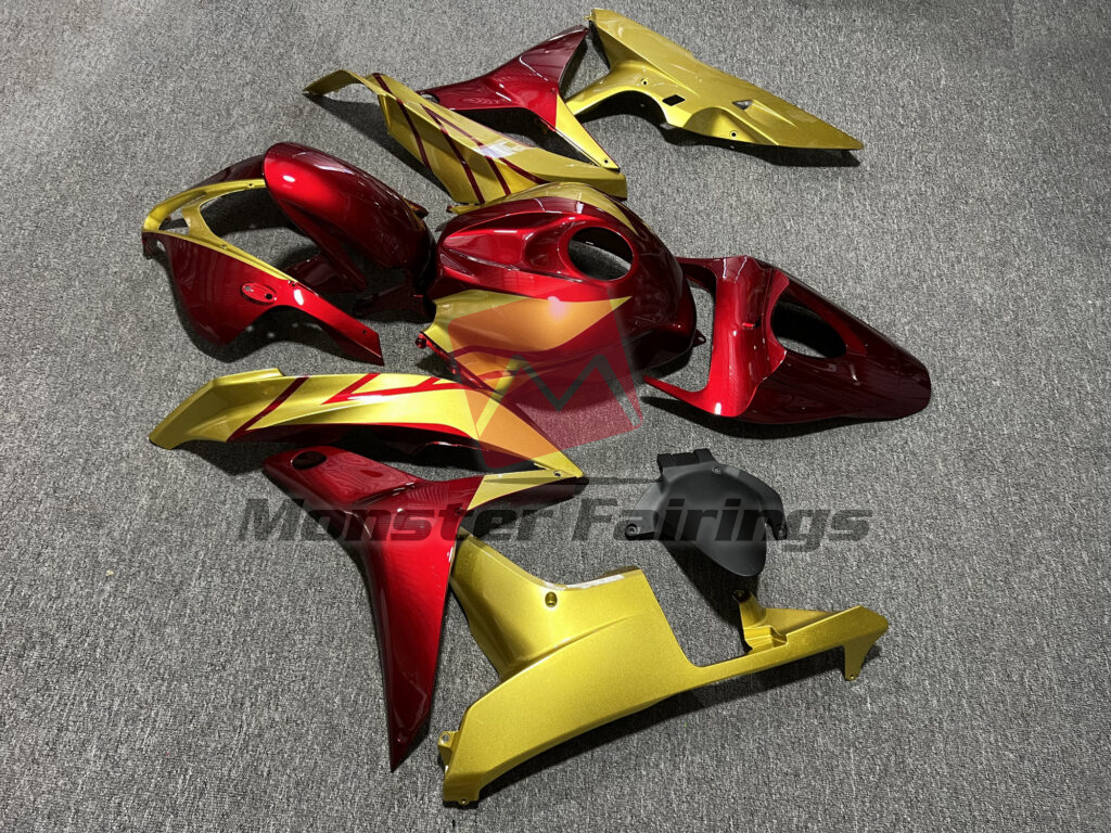 2007 - 2008 Honda CBR600RR Gloss Candy Red & Gold fairing set - ABS injection, custom painted by Monster Fairings
