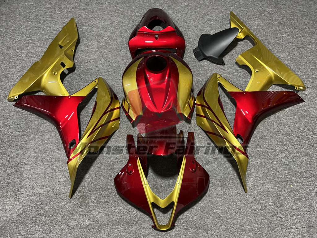 Honda CBR600RR 2007 - 2008 Gloss Candy Red & Gold ABS fairings - custom motorcycle bodywork kit by Monster Fairings
