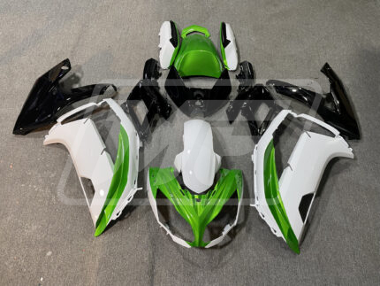 (IN STOCK TX) Kawasaki Ninja 650R 2012-2016 Gloss White & Green with Black ABS Fairings | Monster Fairings