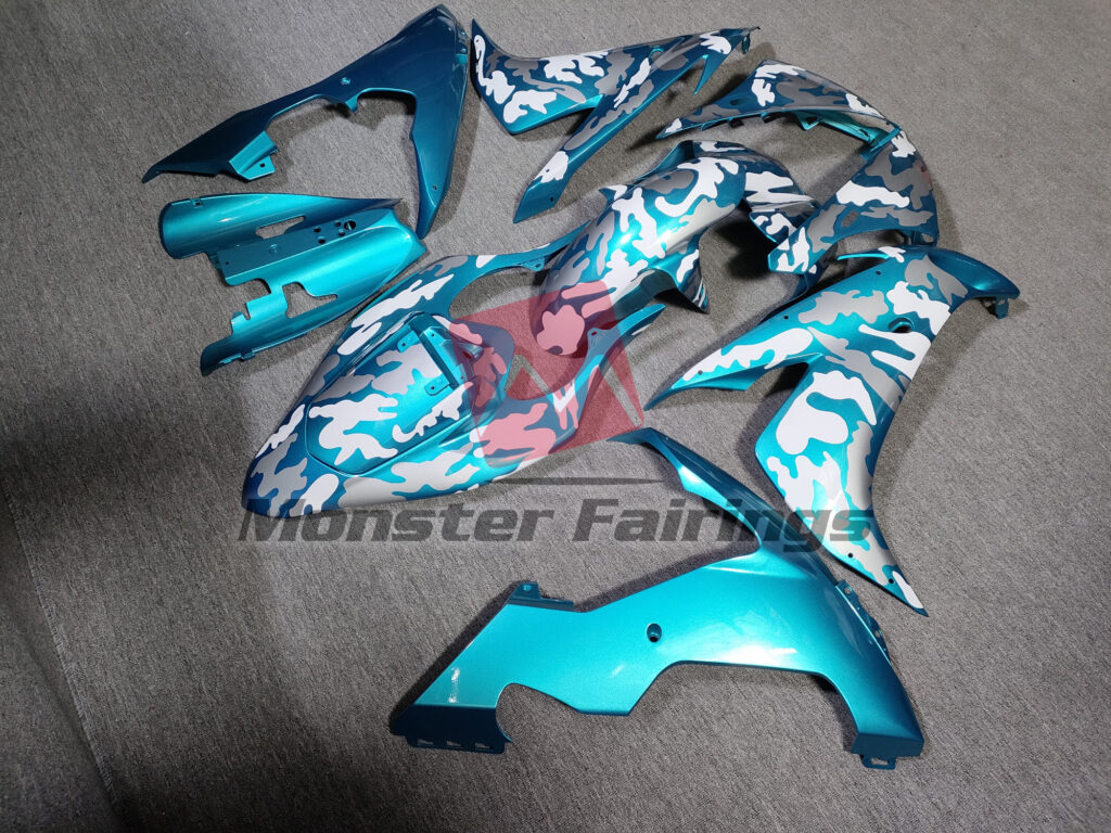 Yamaha R1 custom ABS fairings 2004 - 2006 in Dark Teal Camo - durable replacement kit, Monster Fairings