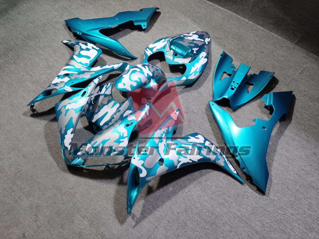 2004 - 2006 Yamaha R1 Dark Teal Camo fairing set - ABS injection, custom painted by Monster Fairings