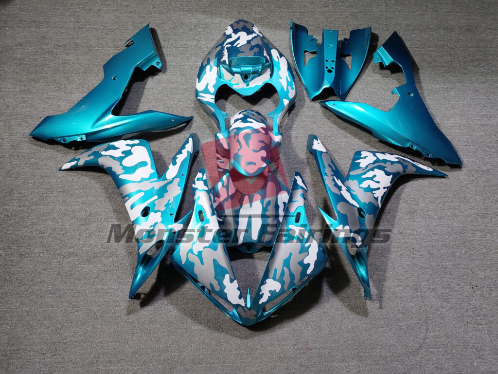 Yamaha R1 2004 - 2006 Dark Teal Camo ABS fairings - custom motorcycle bodywork kit by Monster Fairings