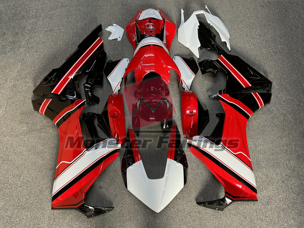 Honda CBR1000RR 2017 - 2025 Gloss Red & White Black ABS fairings - custom motorcycle bodywork kit by Monster Fairings