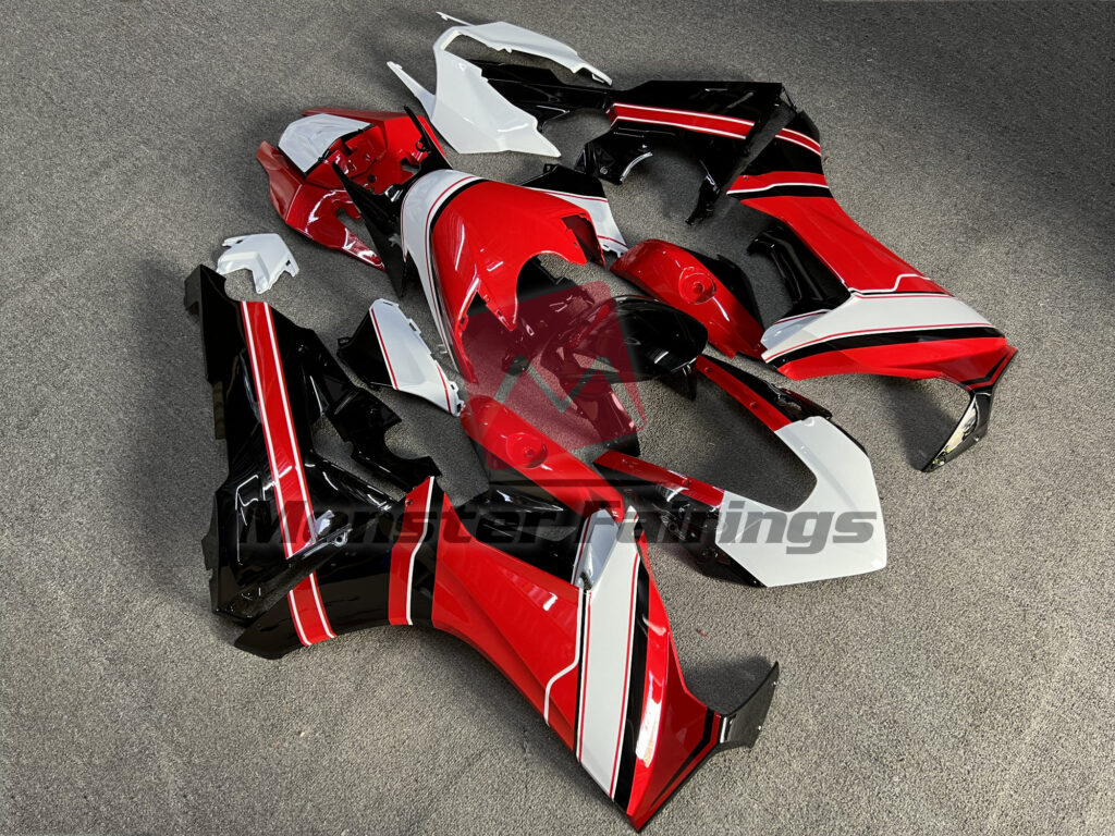 Honda CBR1000RR custom ABS fairings 2017 - 2025 in Gloss Red & White Black - durable replacement kit, Monster Fairings