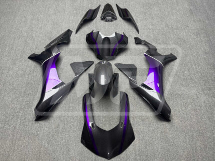 Yamaha R1 2015-2019 Gloss Carbon Fiber Style & Purple ABS Fairings | Monster Fairings
