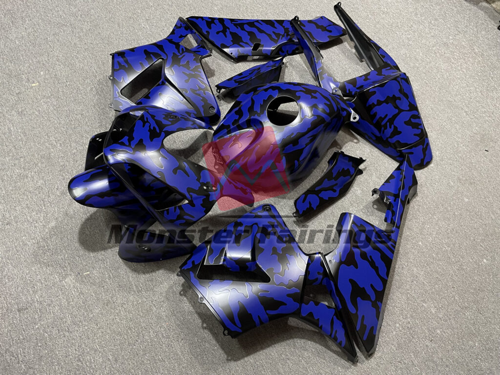 2003 - 2004 Honda CBR600RR Blue Camo fairing set - ABS injection, custom painted by Monster Fairings