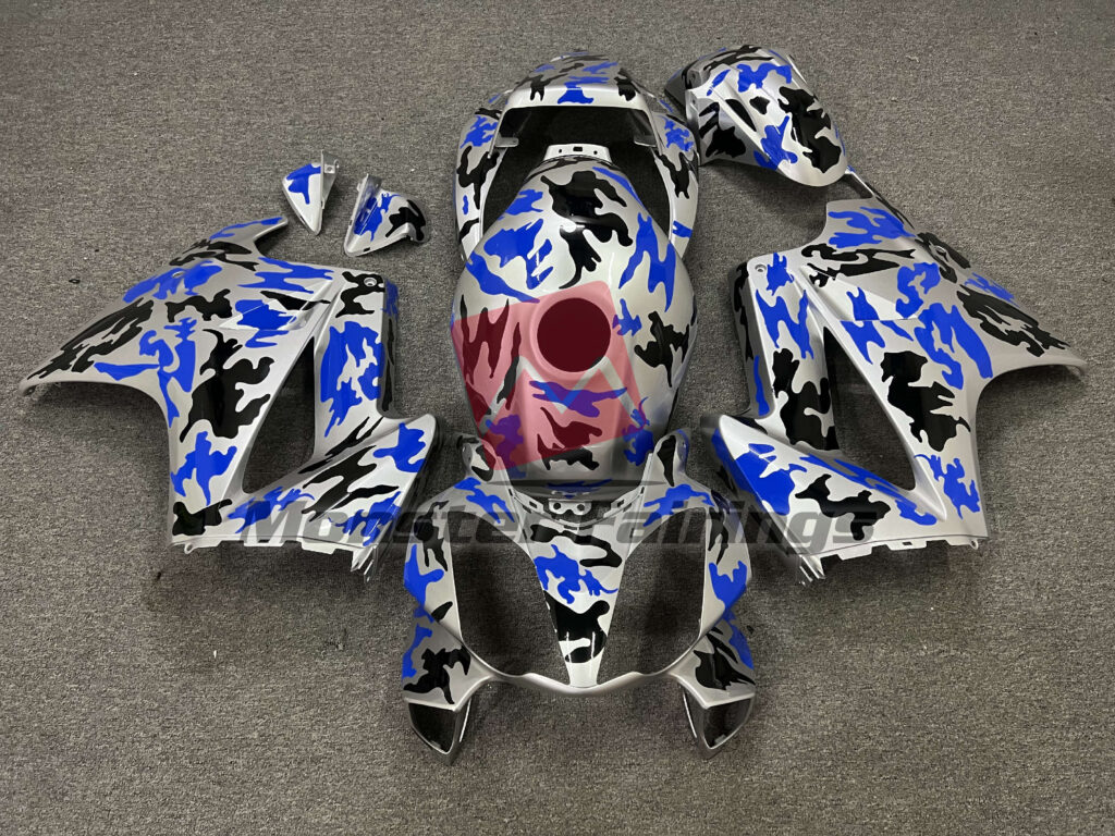 Honda VFR800 2002 - 2012 Gloss Blue & Black Camo ABS fairings - custom motorcycle bodywork kit by Monster Fairings