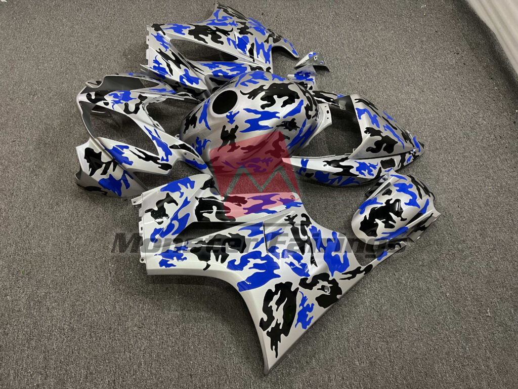 2002 - 2012 Honda VFR800 Gloss Blue & Black Camo fairing set - ABS injection, custom painted by Monster Fairings