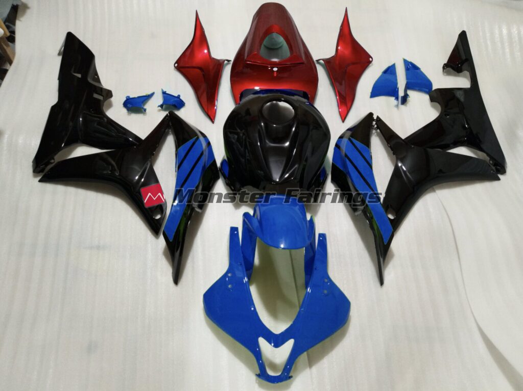 Honda CBR600RR 2007 - 2008 Gloss Black Blue Red Accents ABS fairings - custom motorcycle bodywork kit by Monster Fairings
