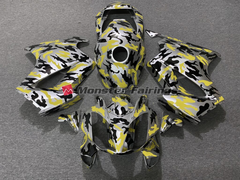 Honda VFR800 2002 - 2012 Yellow Camo ABS fairings - custom motorcycle bodywork kit by Monster Fairings