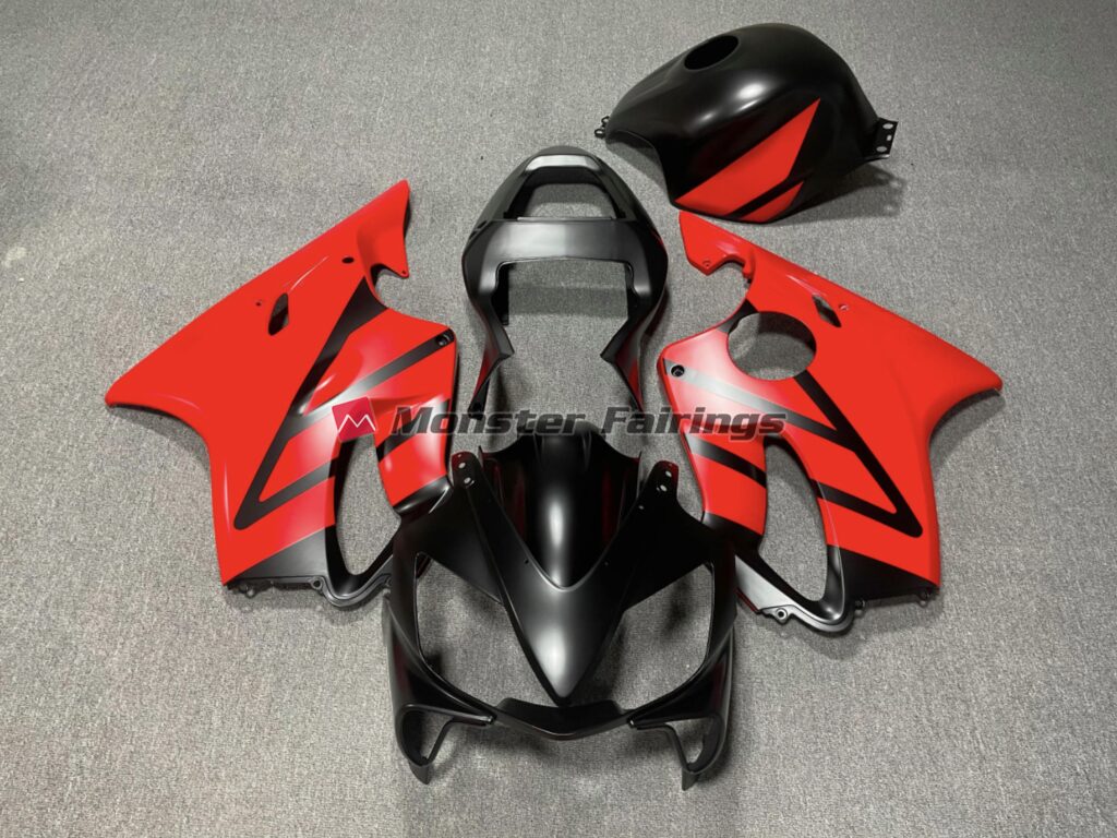 Honda CBR600 F4i 2001 - 2003 Matte Black Red ABS fairings - custom motorcycle bodywork kit by Monster Fairings