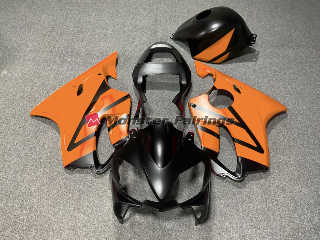 Honda CBR600 F4i 2001 - 2003 Matte Black Orange ABS fairings - custom motorcycle bodywork kit by Monster Fairings