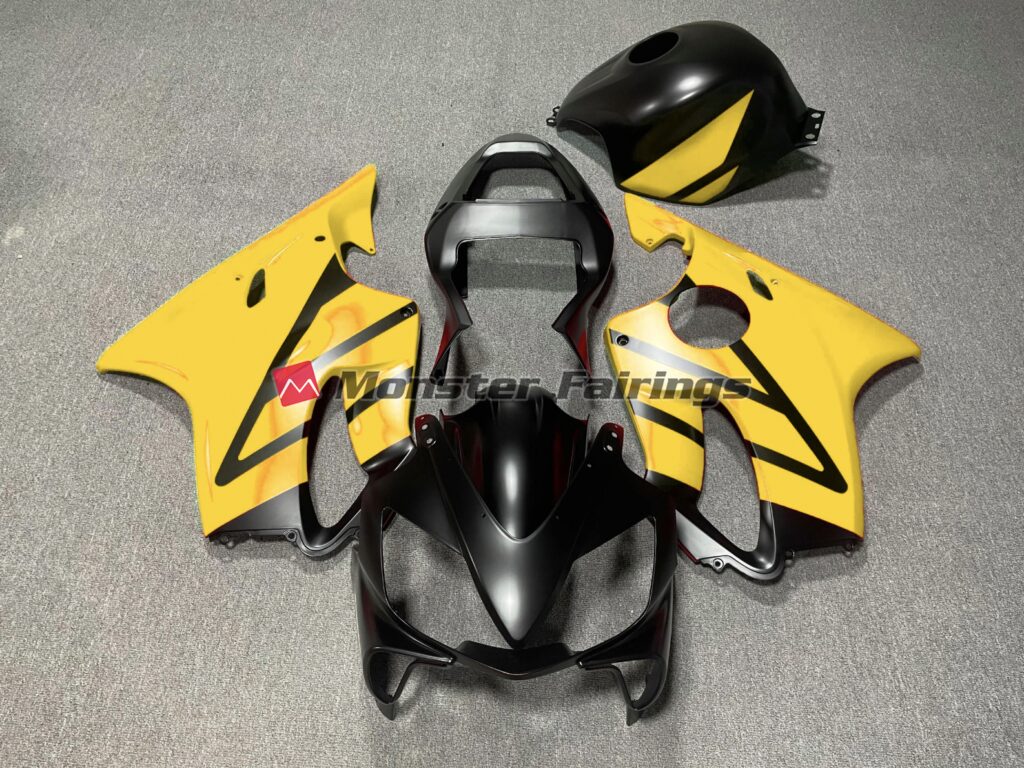 Honda CBR600 F4i 2001 - 2003 Matte Black Yellow ABS fairings - custom motorcycle bodywork kit by Monster Fairings