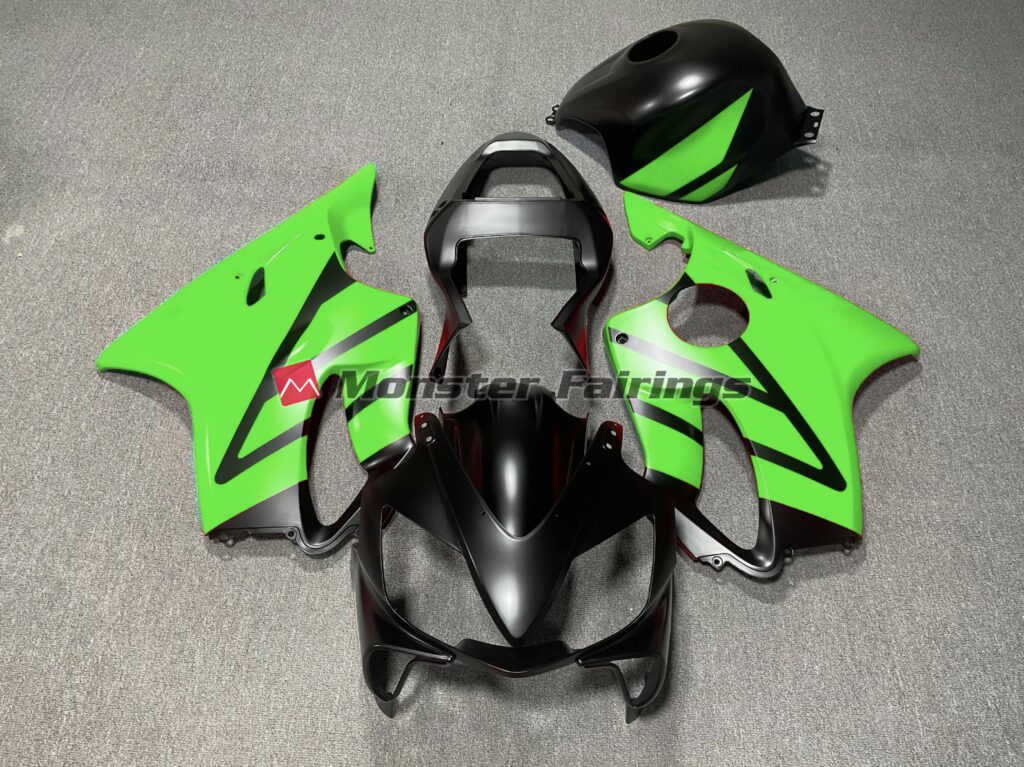 Honda CBR600 F4i 2001 - 2003 Matte Black Green ABS fairings - custom motorcycle bodywork kit by Monster Fairings