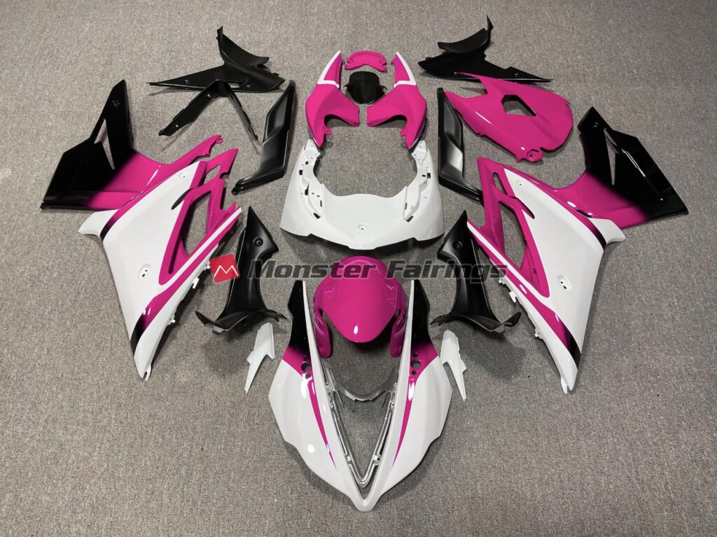 Triumph Daytona 675 2013 - 2017 Gloss White Pink ABS fairings - custom motorcycle bodywork kit by Monster Fairings