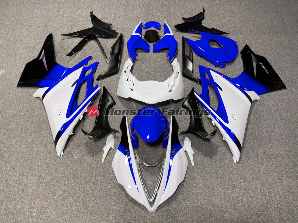 Triumph Daytona 675 2013 - 2017 Gloss White Blue ABS fairings - custom motorcycle bodywork kit by Monster Fairings