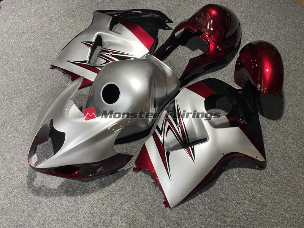 Gloss Silver Candy Red ABS fairings for Suzuki GSXR 1300 1997 - 2007 - premium OEM fit kit by Monster Fairings