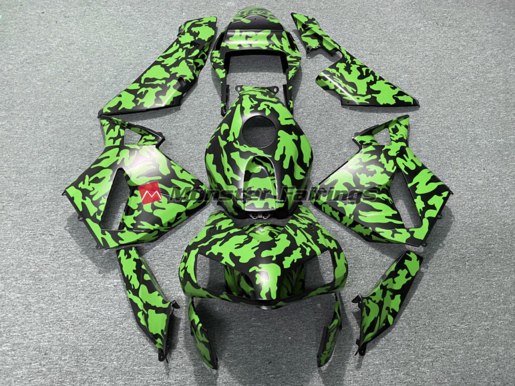 Honda CBR600RR 2003 - 2004 Gloss Green Camo ABS fairings - custom motorcycle bodywork kit by Monster Fairings