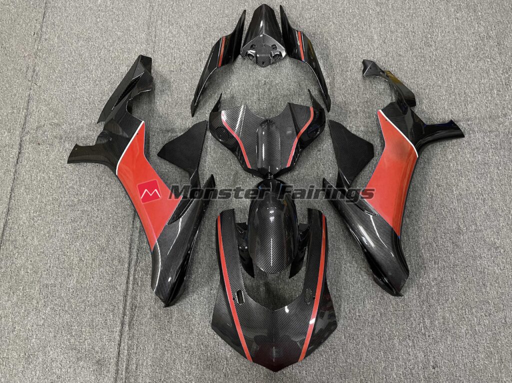 Yamaha R1 2015 - 2019 Carbon Fiber Style Red ABS fairings - custom motorcycle bodywork kit by Monster Fairings