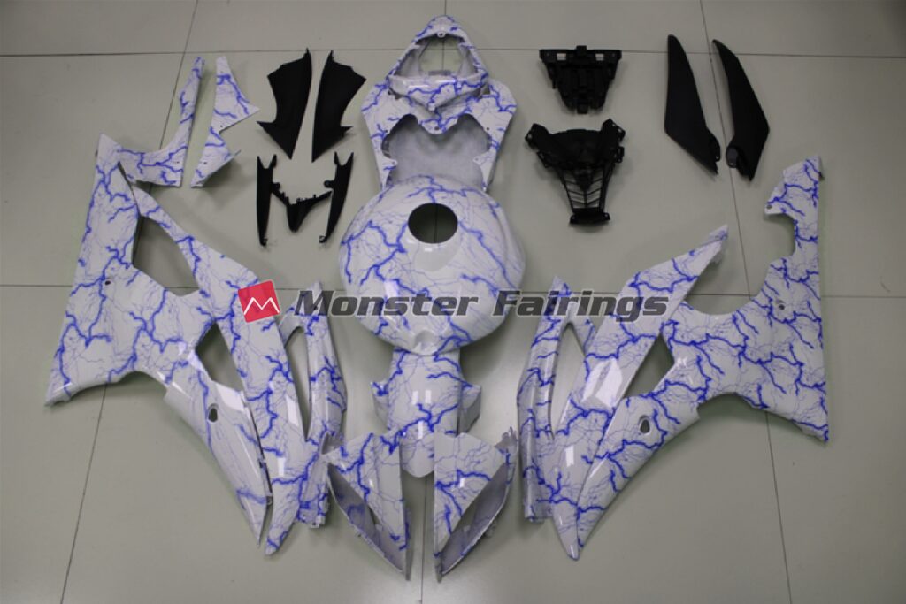 Yamaha R6 2008 - 2016 Blue Lighting ABS fairings - custom motorcycle bodywork kit by Monster Fairings
