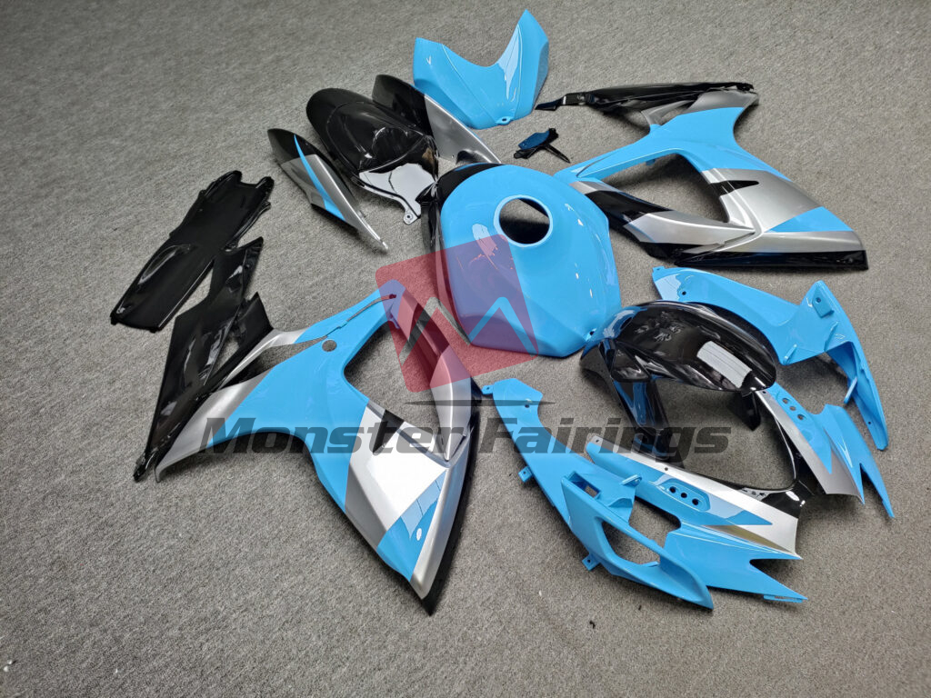 Gloss Light Blue Black & Silver ABS fairings for Suzuki GSXR 600 - 750 2006 - 2007 - premium OEM fit kit by Monster Fairings