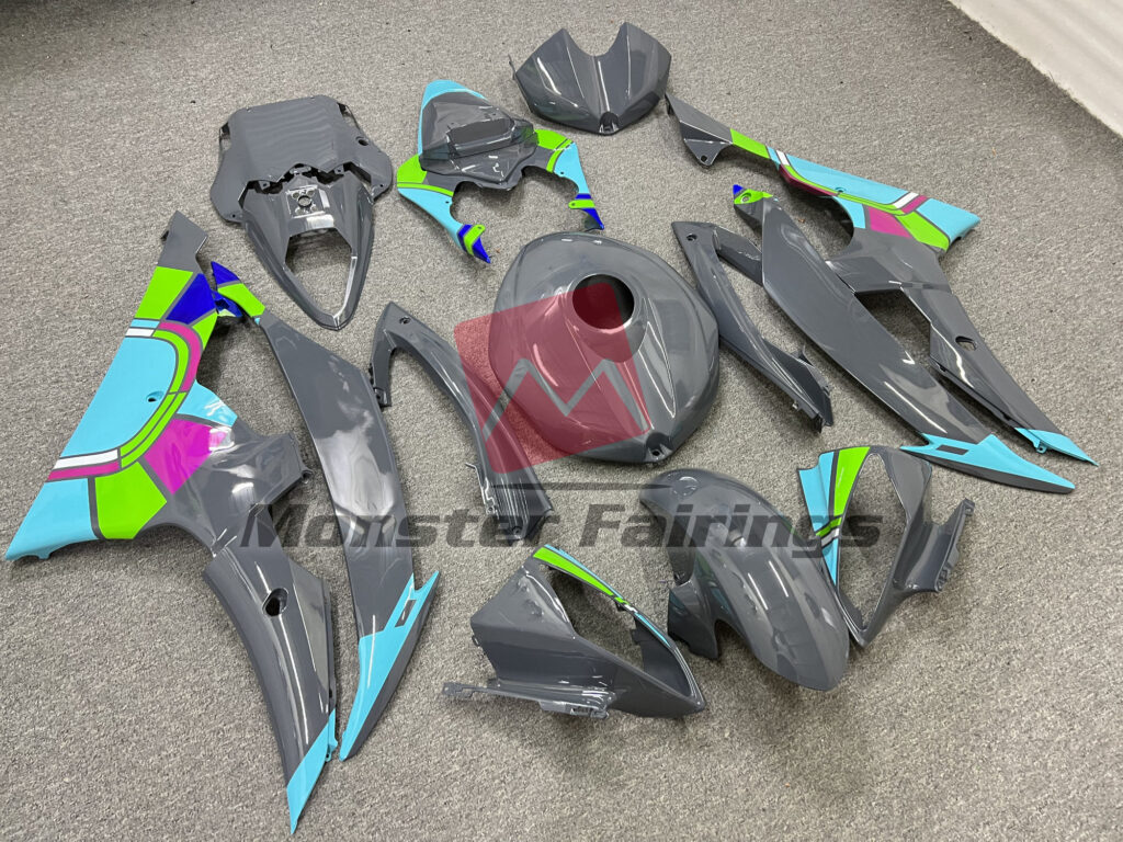 Yamaha R6 custom ABS fairings 2008 - 2016 in Nardo Teal Design - durable replacement kit, Monster Fairings