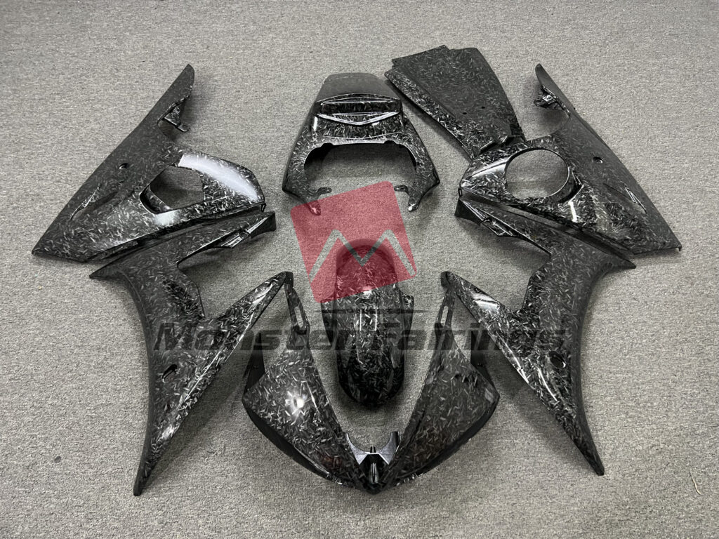 Yamaha R6 2003 - 2004 Gloss Forged Carbon Fiber Style ABS fairings - custom motorcycle bodywork kit by Monster Fairings