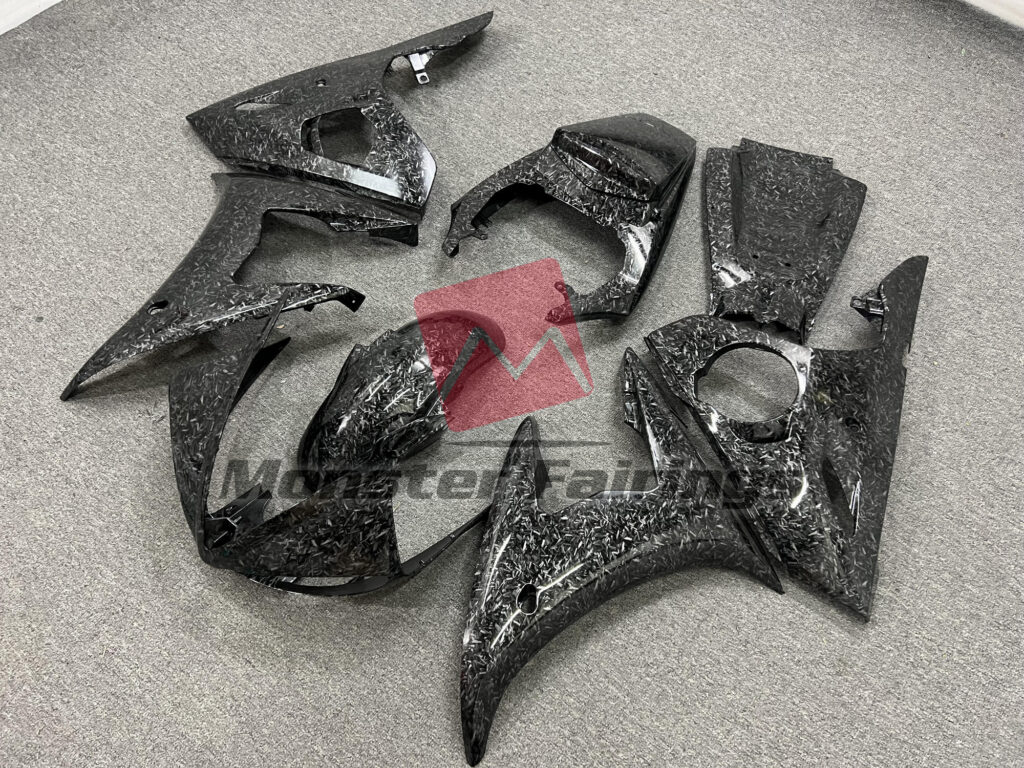Yamaha R6 custom ABS fairings 2003 - 2004 in Gloss Forged Carbon Fiber Style - durable replacement kit, Monster Fairings