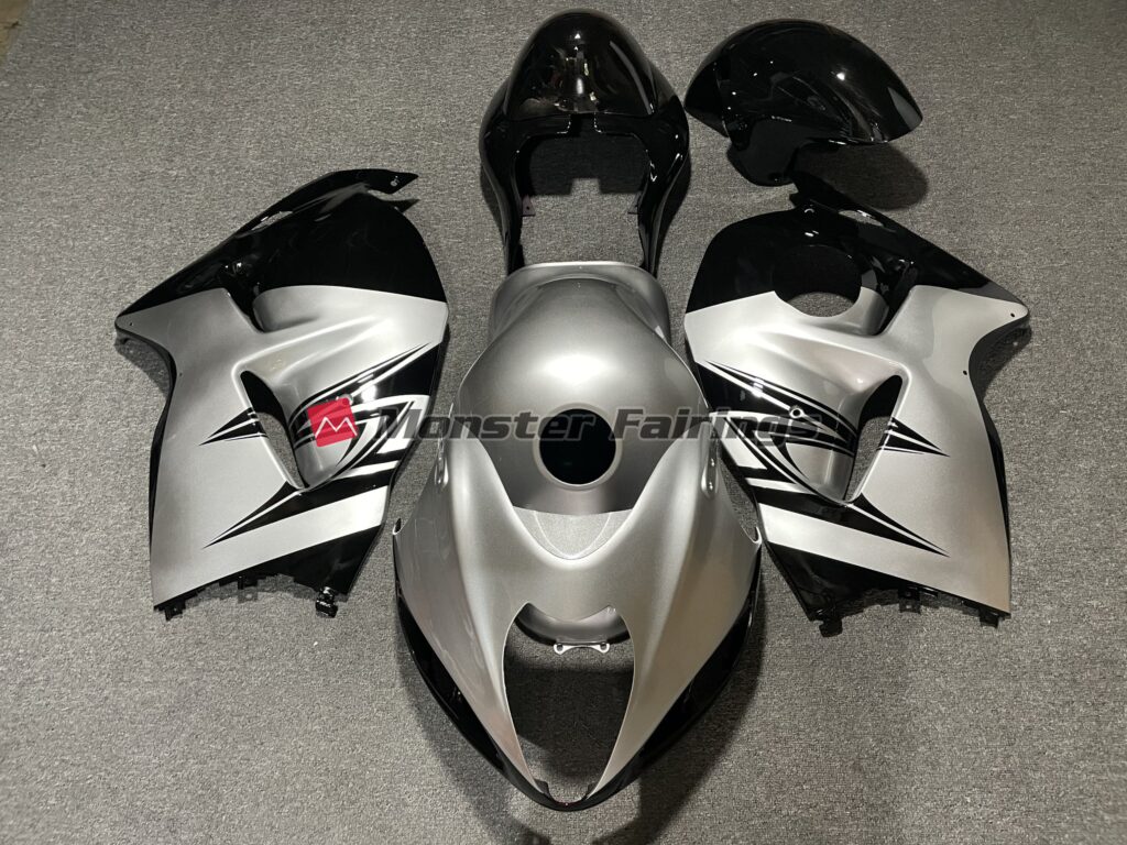 Suzuki GSXR1300 1997 - 2007 Silver Black ABS fairings - custom motorcycle bodywork kit by Monster Fairings