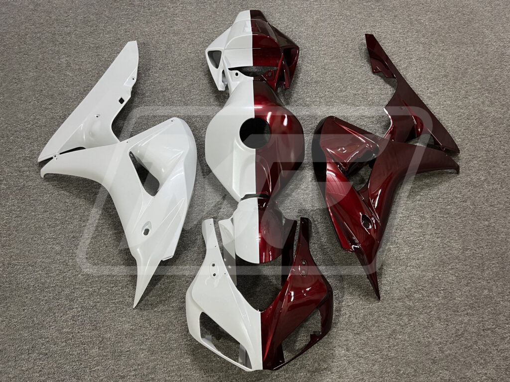 Honda CBR1000RR 2006 - 2007 Gloss Pearl White & Maroon Red Split ABS fairings - custom motorcycle bodywork kit by Monster Fairings
