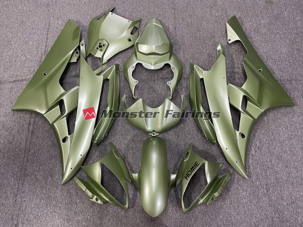 Yamaha R6 2006 - 2007 Matte Green ABS fairings - custom motorcycle bodywork kit by Monster Fairings