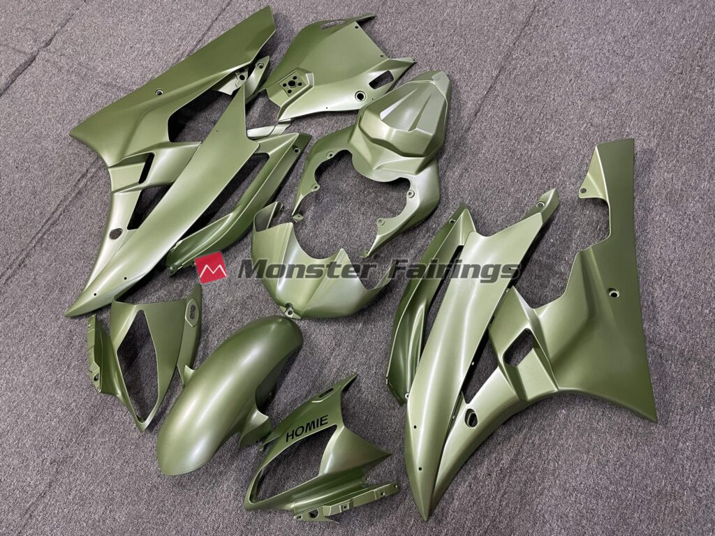 Yamaha R6 custom ABS fairings 2006 - 2007 in Matte Green - durable replacement kit, Monster Fairings