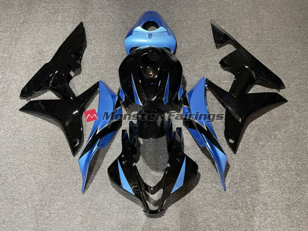 Honda CBR600RR 2007 - 2008 Gloss Black Light Blue ABS fairings - custom motorcycle bodywork kit by Monster Fairings