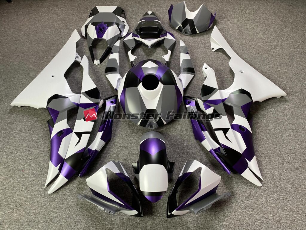 Yamaha R6 2008 - 2016 Gloss Mystic Purple Snow Camo ABS fairings - custom motorcycle bodywork kit by Monster Fairings