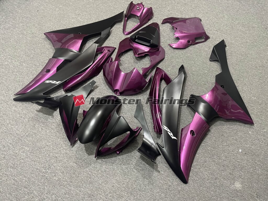 Yamaha R6 custom ABS fairings 2008 - 2016 in Light Purple Matte Black - durable replacement kit, Monster Fairings