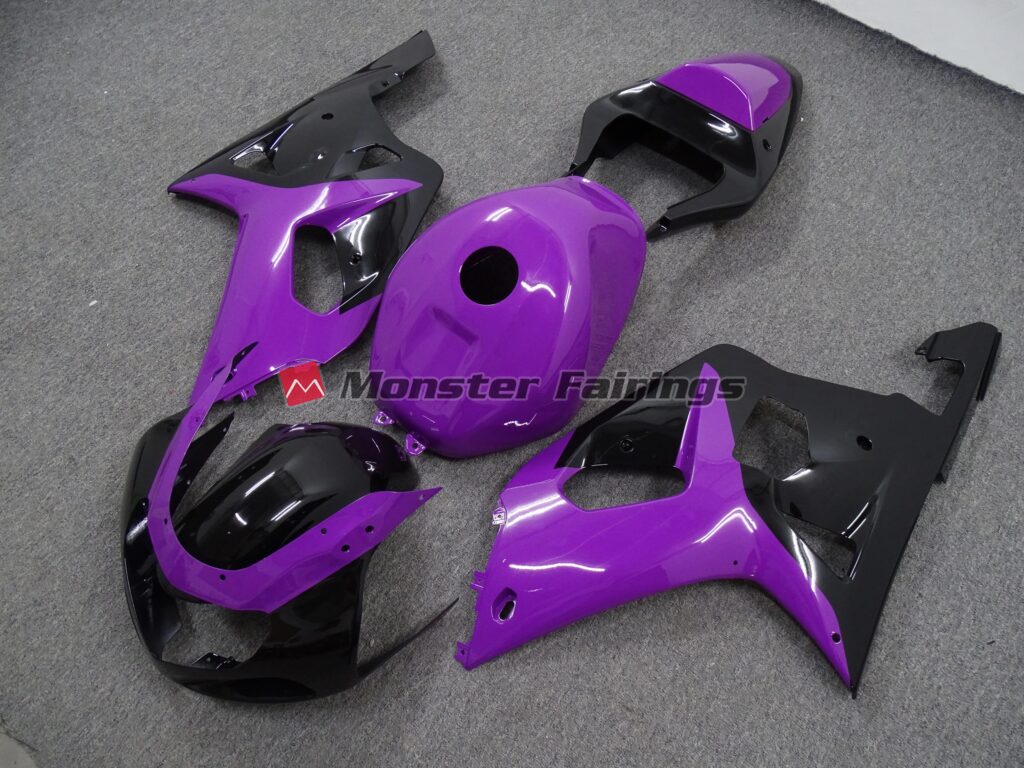 Suzuki GSXR custom ABS fairings 2001 - 2003 in Gloss Purple and Black - durable replacement kit, Monster Fairings
