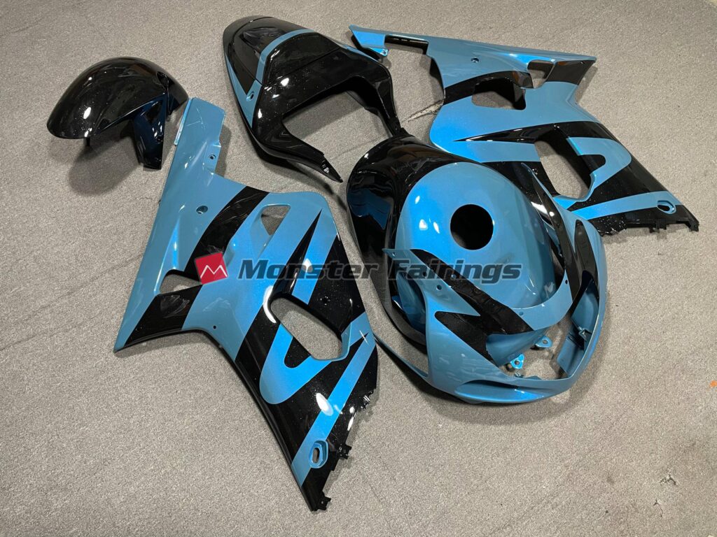Pearl Light Blue Black ABS fairings for Suzuki GSXR 600 - 750 2001 - 2003 - premium OEM fit kit by Monster Fairings
